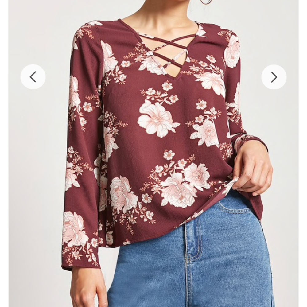 Red floral top